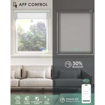 Yoolax Motorized Blinds with Remote, Light Filtering Smart Blinds Work with Alexa Google Home, Autom...