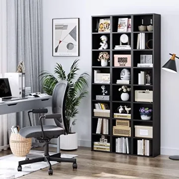 FOTOSOK Slim Media Tower Rack for Stylish Storage Solutions