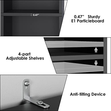FOTOSOK Slim Media Tower Rack for Stylish Storage Solutions