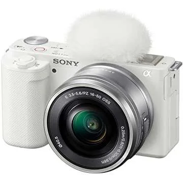 Sony ZV-E10 Mirrorless Camera Vlogger Kit with 16-50mm F3.5-5.6 Lens ILCZV-E10L/W White Bundle with ACCVC1 Including GP-VPT2BT Grip + Filters + Wide & Telephoto Lenses + Deco Gear Case & Accessories
