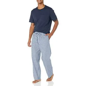 Light Blue Check Pajama Pants for Men - Amazon Essentials