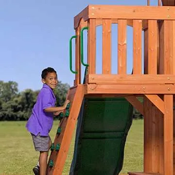 Purife 17.2 Inch Metal Playground Handles Green Set of 2- Outdoor Swing Sets Safety Handles - Playset Grab Bar, Indoor Kids Climbing Monkey Bars for Playhouse, Treehouse, Jungle Gym