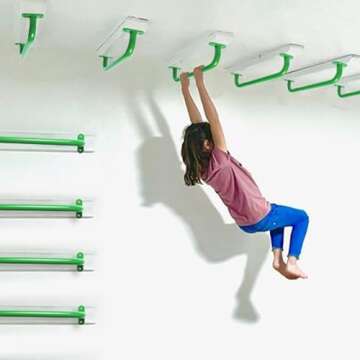 Purife 17.2 Inch Metal Playground Handles Green Set of 2- Outdoor Swing Sets Safety Handles - Playset Grab Bar, Indoor Kids Climbing Monkey Bars for Playhouse, Treehouse, Jungle Gym