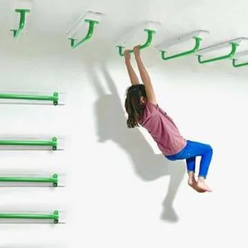 Purife 17.2 Inch Metal Playground Handles Green Set of 2- Outdoor Swing Sets Safety Handles - Playset Grab Bar, Indoor Kids Climbing Monkey Bars for Playhouse, Treehouse, Jungle Gym