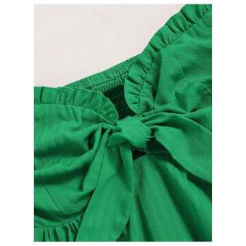 SOLY HUX Women's Frill Trim Tie Front Tube Top Sleeveless Strapless Ruffle Summer Tops