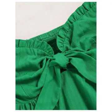 SOLY HUX Women's Frill Trim Tie Front Tube Top Sleeveless Strapless Ruffle Summer Tops