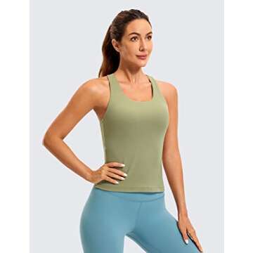 CRZ YOGA Butterluxe Workout Tank Top with Built-in Bra - Green
