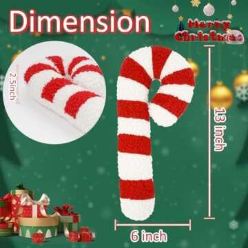 Christmas Peppermint Candy Cane Pillow Christmas Throw Pillows Christmas Lollipop Pattern Throw Pillow Decorative Plush Cute Pillows for Couch Cushion Sofa - Red & White 13x6 inch