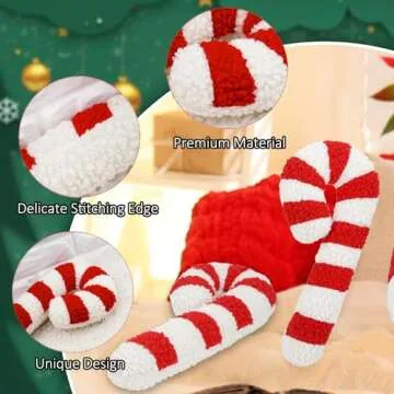 Christmas Peppermint Candy Cane Pillow Christmas Throw Pillows Christmas Lollipop Pattern Throw Pillow Decorative Plush Cute Pillows for Couch Cushion Sofa - Red & White 13x6 inch
