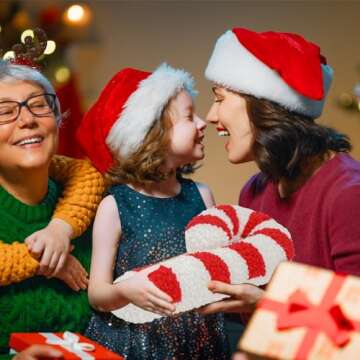 Christmas Peppermint Candy Cane Pillow Christmas Throw Pillows Christmas Lollipop Pattern Throw Pillow Decorative Plush Cute Pillows for Couch Cushion Sofa - Red & White 13x6 inch