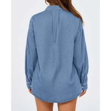 BTFBM Women's Lightweight Button Down Denim Shirt