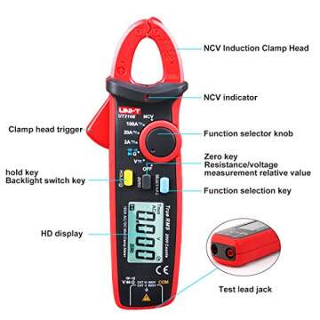 UNI-T UT210E Mini Digital Clamp Meter 100A AC DC Current Voltage True RMS Pliers Ammeter Resistance, Capacitance, Diode Tester Multimeter
