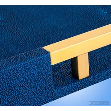 Navy Blue Faux Leather Tray with Brass Handles Home Redefined