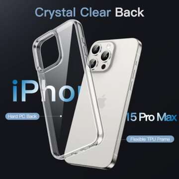 JETech Case for iPhone 15 Pro Max 6.7-Inch, Non-Yellowing Shockproof Phone Bumper Cover, Anti-Scratch Clear Back (Clear)