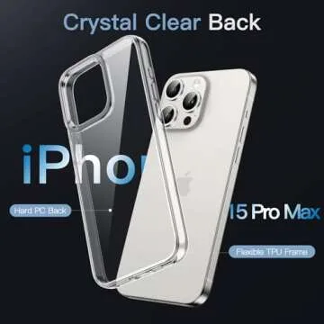 JETech Case for iPhone 15 Pro Max 6.7-Inch, Non-Yellowing Shockproof Phone Bumper Cover, Anti-Scratch Clear Back (Clear)