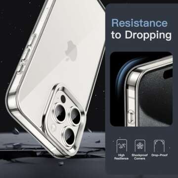 JETech Case for iPhone 15 Pro Max 6.7-Inch, Non-Yellowing Shockproof Phone Bumper Cover, Anti-Scratch Clear Back (Clear)