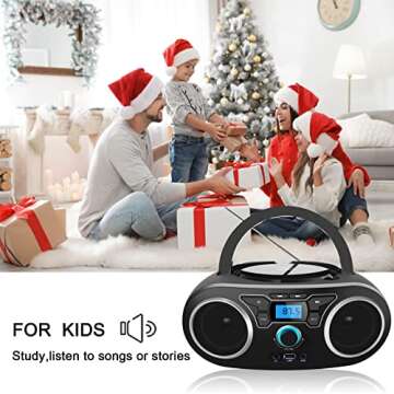 Portable CD Player Boombox, with Bluetooth FM Radio USB MP3 Playback,CD-R/CD-RW,CD-MP3 Player,AC/DC Operated