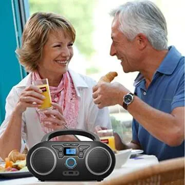 Portable CD Player Boombox, with Bluetooth FM Radio USB MP3 Playback,CD-R/CD-RW,CD-MP3 Player,AC/DC Operated