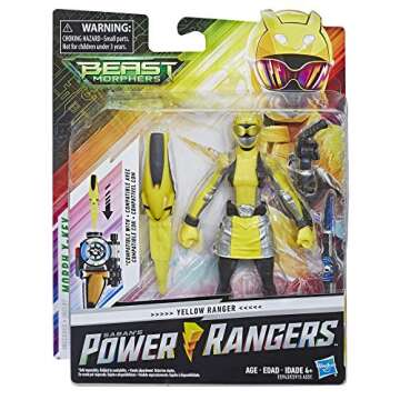 Power Rangers Beast Morphers Yellow Ranger 6-Inch Action Figure Toy For Kids and Collectors