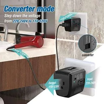 2000W Voltage Converter Adapter US to Europe, UK, Australia, Italy, Spain, Asia Over 150 Countries - Converter Step Down 220V to 110V for Hair Dryer Used Only, Adapter Mode for Cell Phone Laptop