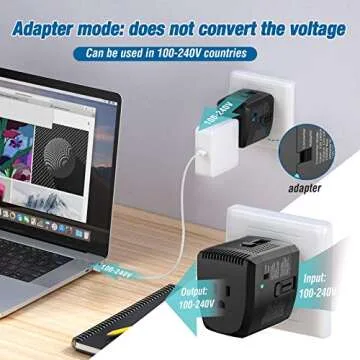 2000W Voltage Converter Adapter US to Europe, UK, Australia, Italy, Spain, Asia Over 150 Countries - Converter Step Down 220V to 110V for Hair Dryer Used Only, Adapter Mode for Cell Phone Laptop