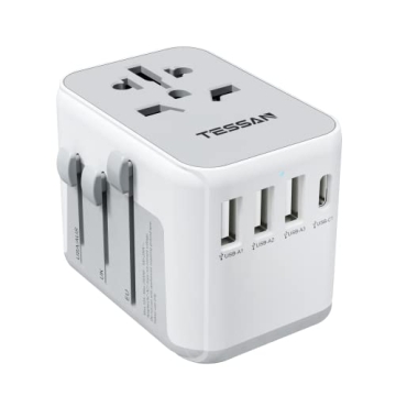 TESSAN Universal Travel Adapter, International Power Adapter with 4 USB Ports (1 USB C), Worldwide P...