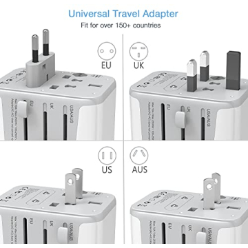 TESSAN Universal Travel Adapter, International Power Adapter with 4 USB Ports (1 USB C), Worldwide Plug Adaptor Wall Charger for USA to Europe UK France Germany Spain Ireland Australia(Type C/G/A/I)