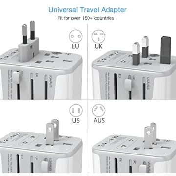 TESSAN Universal Travel Adapter, International Power Adapter with 4 USB Ports (1 USB C), Worldwide Plug Adaptor Wall Charger for USA to Europe UK France Germany Spain Ireland Australia(Type C/G/A/I)