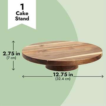 Juvale Round Acacia Wood Cake Stand for Wedding, Wooden Serving Platter for Appetizers and Desserts (12.75 Inches)
