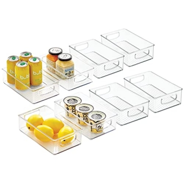 mDesign Clear Plastic Kitchen Storage Bins Set of 8
