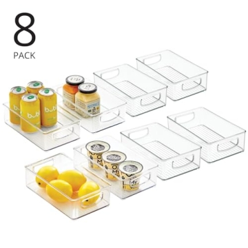 mDesign Clear Plastic Kitchen Storage Bins Set of 8