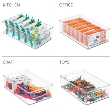 mDesign Clear Plastic Kitchen Storage Bins Set of 8