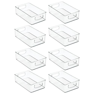 mDesign Clear Plastic Kitchen Storage Bins Set of 8