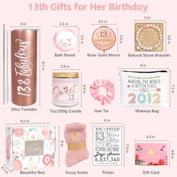 13th Birthday Gifts for Girls, Happy 13th Birthday Gift Ideas, 10 Pieces Unique 13th Birthday Gifts ...