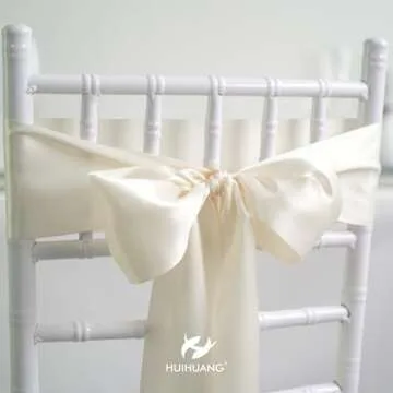 HUIHUANG 4 inch Wide Satin Ribbon Ivory Ribbon Solid Color Double-Faced Satin Ribbon Thick Ribbon for Wedding Chair Sash Wedding Decor Large Bows Making Flower Bouquet Sewing Crafts -10 Yards/Roll