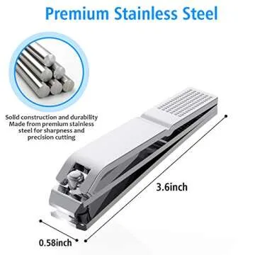 GLAMFIELDS Nail Clippers-Stainless Steel Fingernail Clippers for Men & Women-Straight Blade