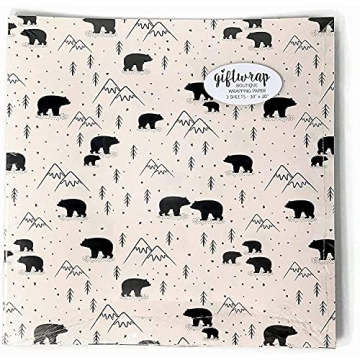 Stesha Party Bear Baby Shower Birthday Wrapping Paper - Folded Flat 30 x 20 Inch (3 Sheets)