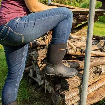 HISEA Women's Rubber Garden Boots Waterproof Insulated Yard Gardening Shoes Mid Height for Mud Working Outdoor