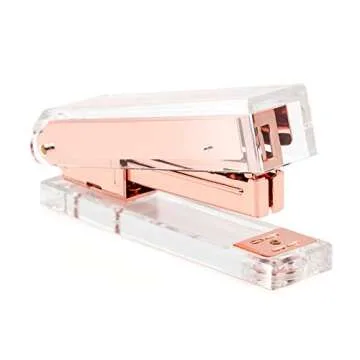 Gutyble Rosegold Office Supplies Set,Package Contains Stapler,Tape Dispenser,Staple Remover,Scissors,Binder Clips,Paper Clips,Push Pins and 1000pcs Staples.Acrylic Office Desk Accessories Kits