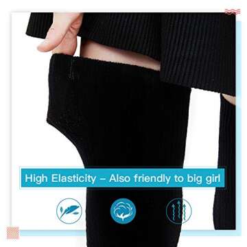 Kayhoma Extra Long Cotton Thigh High Socks Over the Knee High Boot Stockings Cotton Leg Warmers, 2 pairs