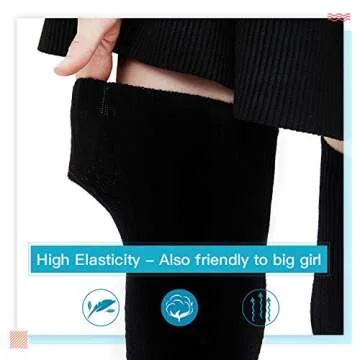 Kayhoma Extra Long Cotton Thigh High Socks Over the Knee High Boot Stockings Cotton Leg Warmers, 2 pairs