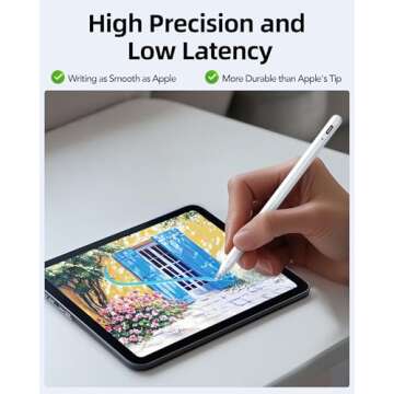 Stylus Pen for iPad with Palm Rejection, Active Pencil 2nd Generation Compatible with Apple iPad Pro 11/12.9‘’ (2018-2024), iPad 10th/9th/8th/7th/6th Gen, iPad Mini 5/6th Gen,iPad Air 3rd/4th/5th Gen