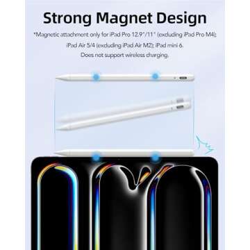 Stylus Pen for iPad with Palm Rejection, Active Pencil 2nd Generation Compatible with Apple iPad Pro 11/12.9‘’ (2018-2024), iPad 10th/9th/8th/7th/6th Gen, iPad Mini 5/6th Gen,iPad Air 3rd/4th/5th Gen