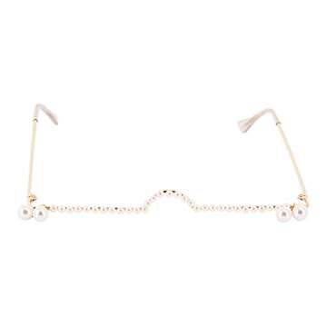 Testudineus No Lens Diamond Eyeglasses Decor Retro Half Glasses Frame Women Metal Without Lens Glasses