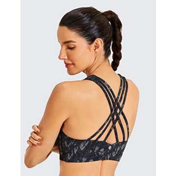 CRZ YOGA Women's Strappy Sports Bra Full Coverage Padded Full Size Criss Cross Workout Yoga Bra Tops