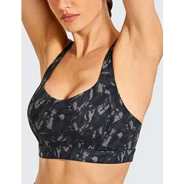 CRZ YOGA Women's Strappy Sports Bra Full Coverage