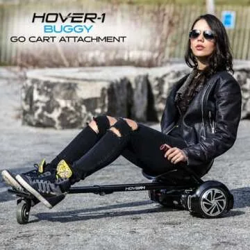 Hover-1 Kart Buggy Hoverboard Attachment | Compatible with Most 6.5" & 8" Electric Hoverboards, Hand-Operated Rear Wheel Control, Adjustable Frame & Straps, Easy Assembly & Install Hoverboard Go Kart