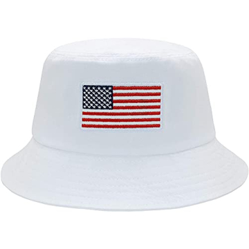 American Flag Embroidered Bucket Hat for Summer Fun
