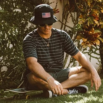 American Flag Embroidered Bucket Hat for Summer Fun