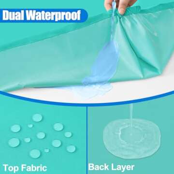 Spotjoy Rectangle Picnic Table Cloth, Waterproof Elastic Fitted Tablecloths, Washable Polyester Tabl...